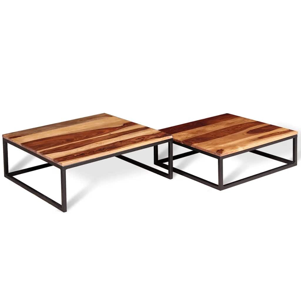 Brown Solid Sheesham Wood Nesting Table Set of 2 K510238