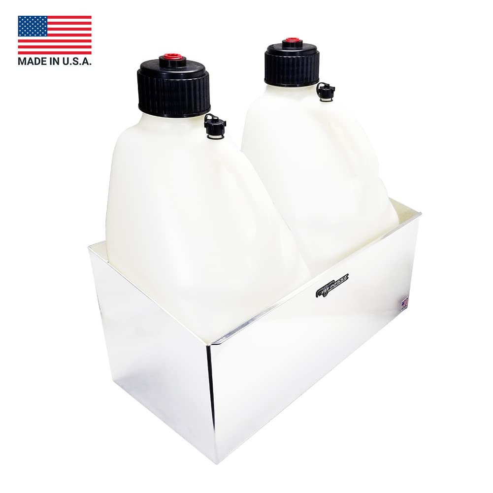 Double Utility Fuel Jug Holder Storage Rack Shelf - Holds Two 5-Gallon Jugs - Anti-Rusting Aluminum Z4702