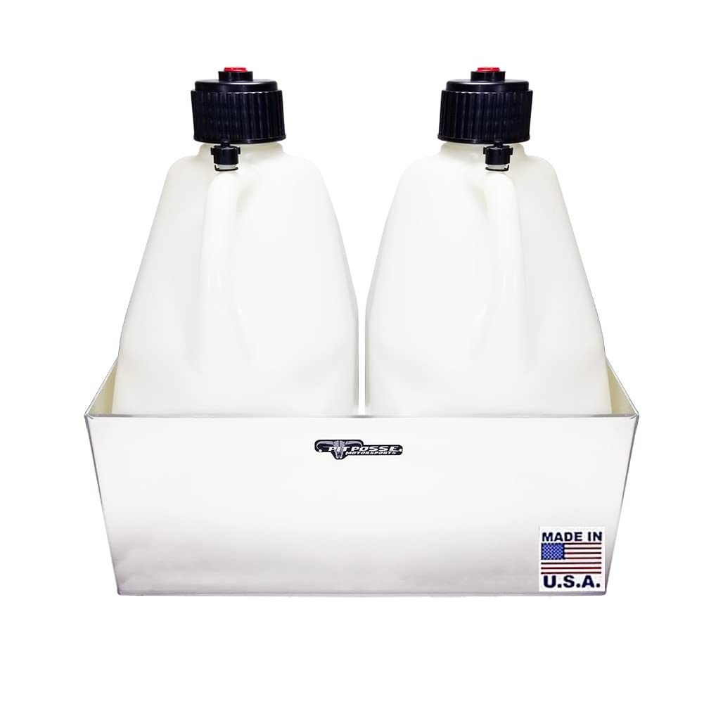 Double Utility Fuel Jug Holder Storage Rack Shelf - Holds Two 5-Gallon Jugs - Anti-Rusting Aluminum Z4702