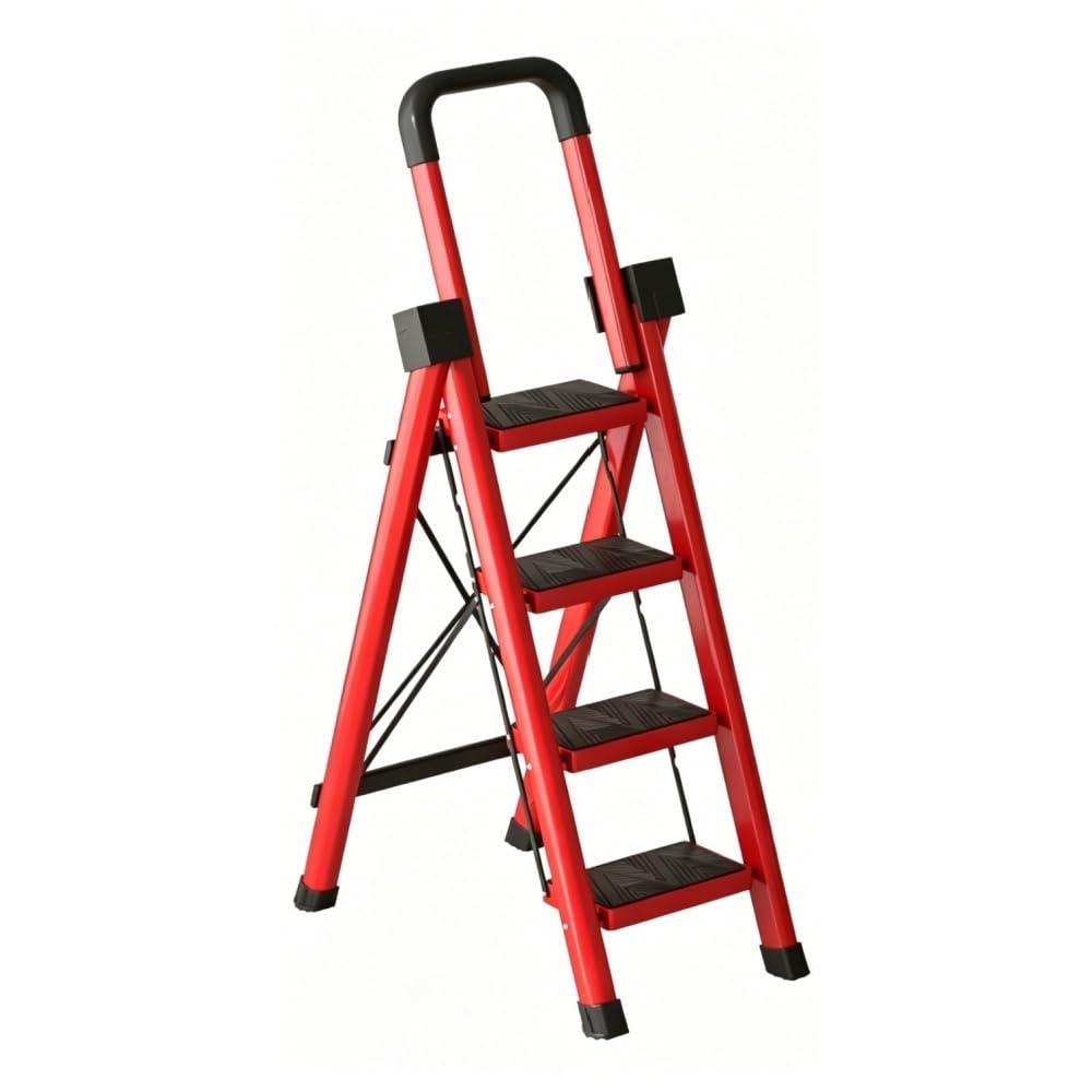 Heavy Sturdy Steel 4 Tier Step Stool with Handrail B4651