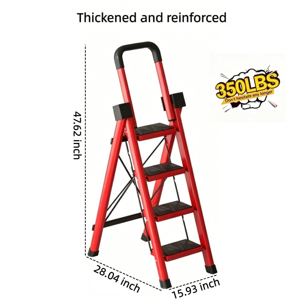 Heavy Sturdy Steel 4 Tier Step Stool with Handrail B4651