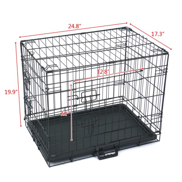 24-48 Inch Folding Dog Crate with Tray and Divider Panel A90522