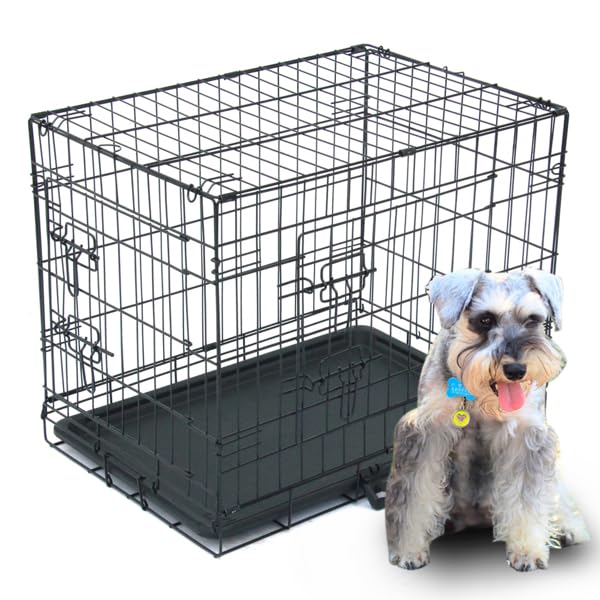 24-48 Inch Folding Dog Crate with Tray and Divider Panel A90522