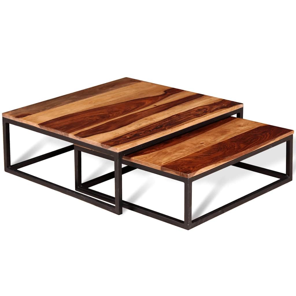 Brown Solid Sheesham Wood Nesting Table Set of 2 K510238