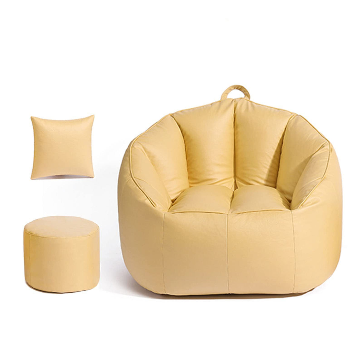 Stuffable Bean Bag Chair Cover Small Beige Yellow B1715