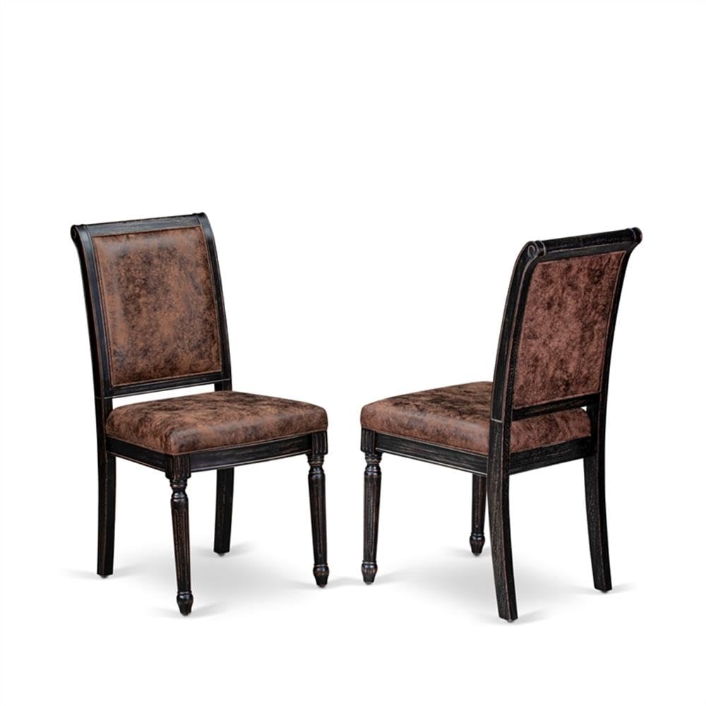 Black Acacia Wood Dining Chairs Set of 2 N415