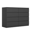 Black 8 Drawer Double Dresser B8491