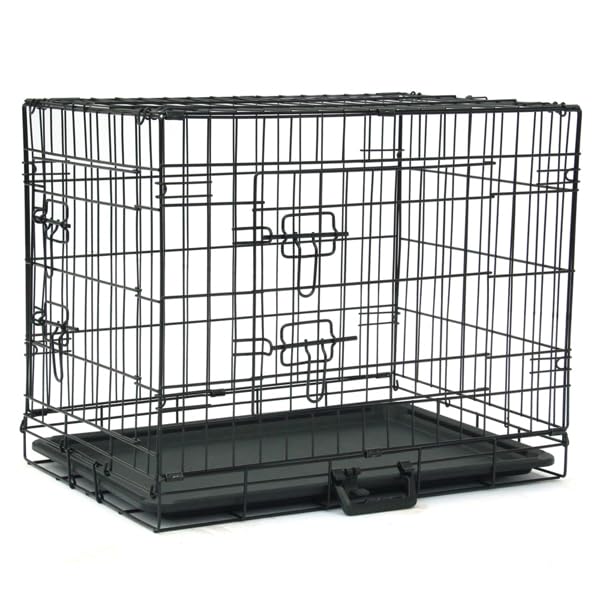 24-48 Inch Folding Dog Crate with Tray and Divider Panel A90522