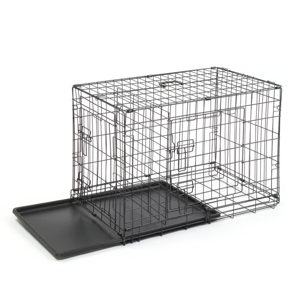 24-48 Inch Folding Dog Crate with Tray and Divider Panel A90522