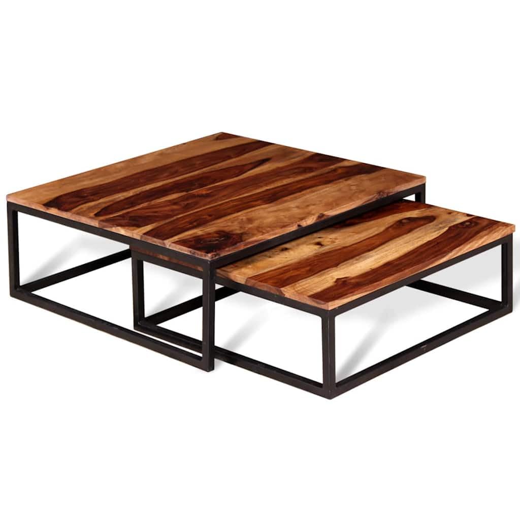 Brown Solid Sheesham Wood Nesting Table Set of 2 K510238