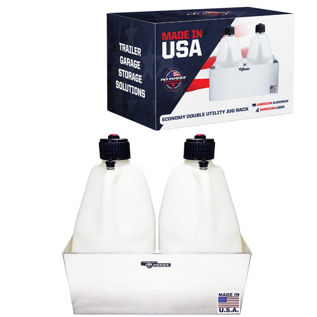 Double Utility Fuel Jug Holder Storage Rack Shelf - Holds Two 5-Gallon Jugs - Anti-Rusting Aluminum Z4702