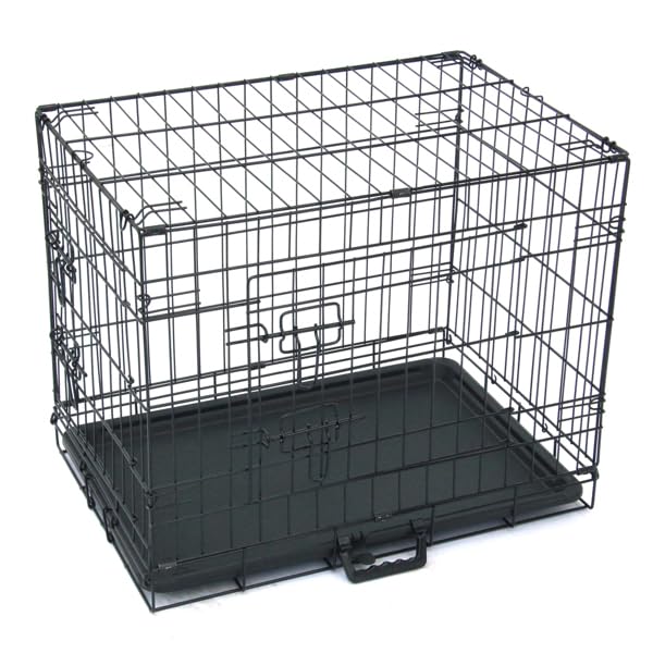 24-48 Inch Folding Dog Crate with Tray and Divider Panel A90522
