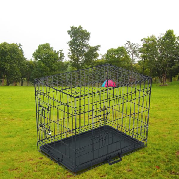 24-48 Inch Folding Dog Crate with Tray and Divider Panel A90522