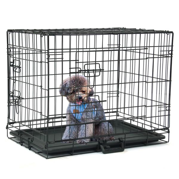 24-48 Inch Folding Dog Crate with Tray and Divider Panel A90522
