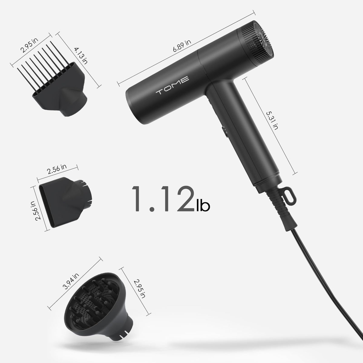 1875W Ionic Hair Dryer with 3 Attachments T735