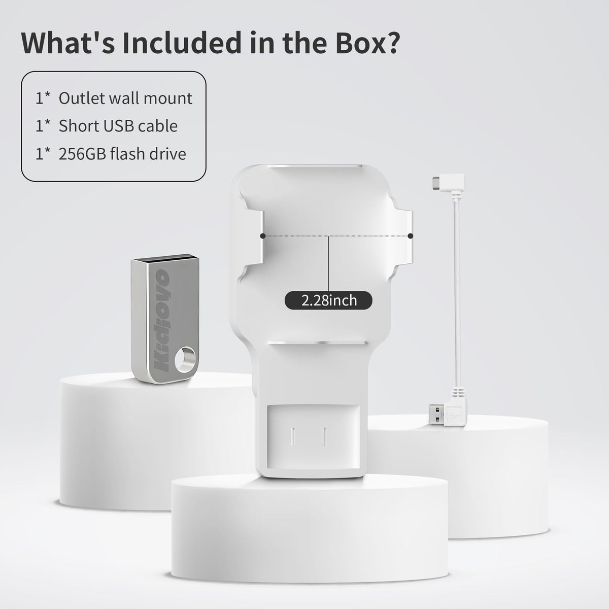 256GB USB Flash Drive & Wall Mount with Short Cable V327395