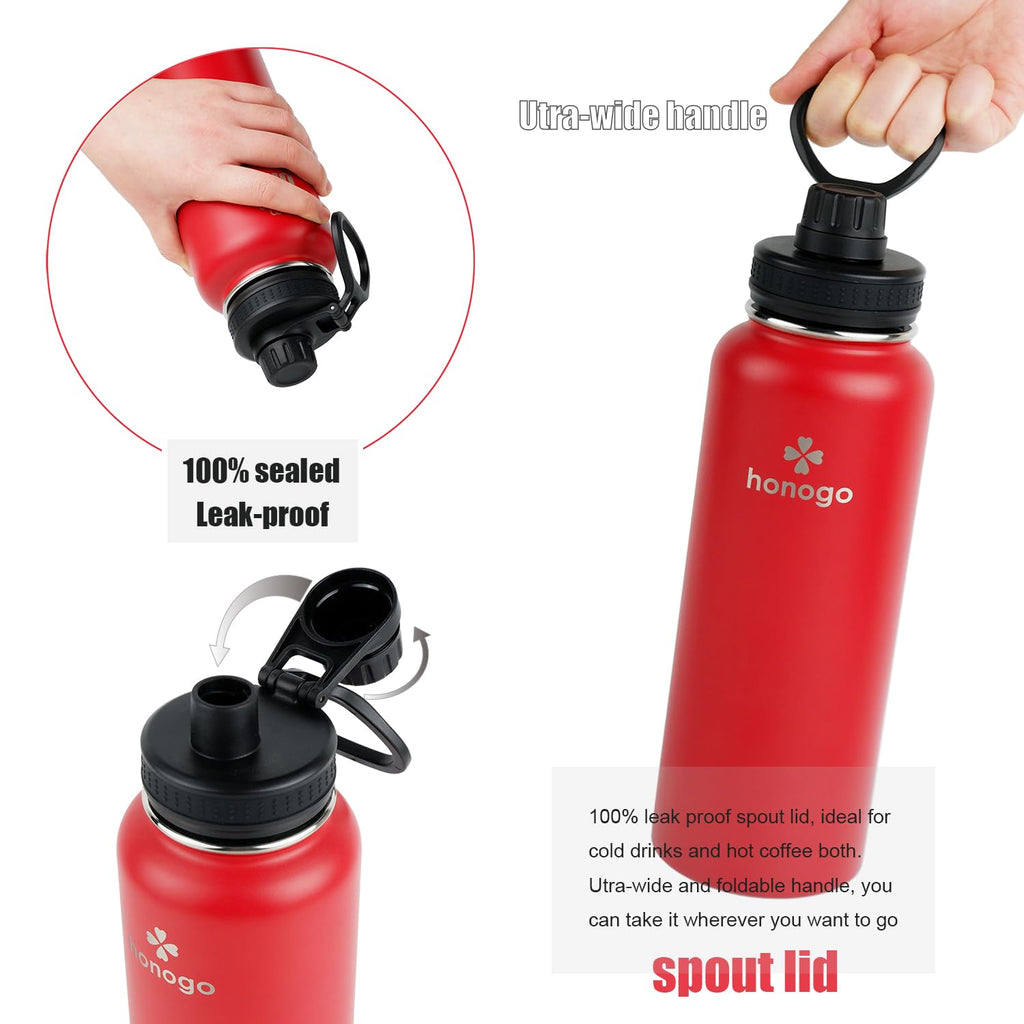 40 oz Double Wall Insulated Stainless Steel Water Bottle with Straw Lid U568657