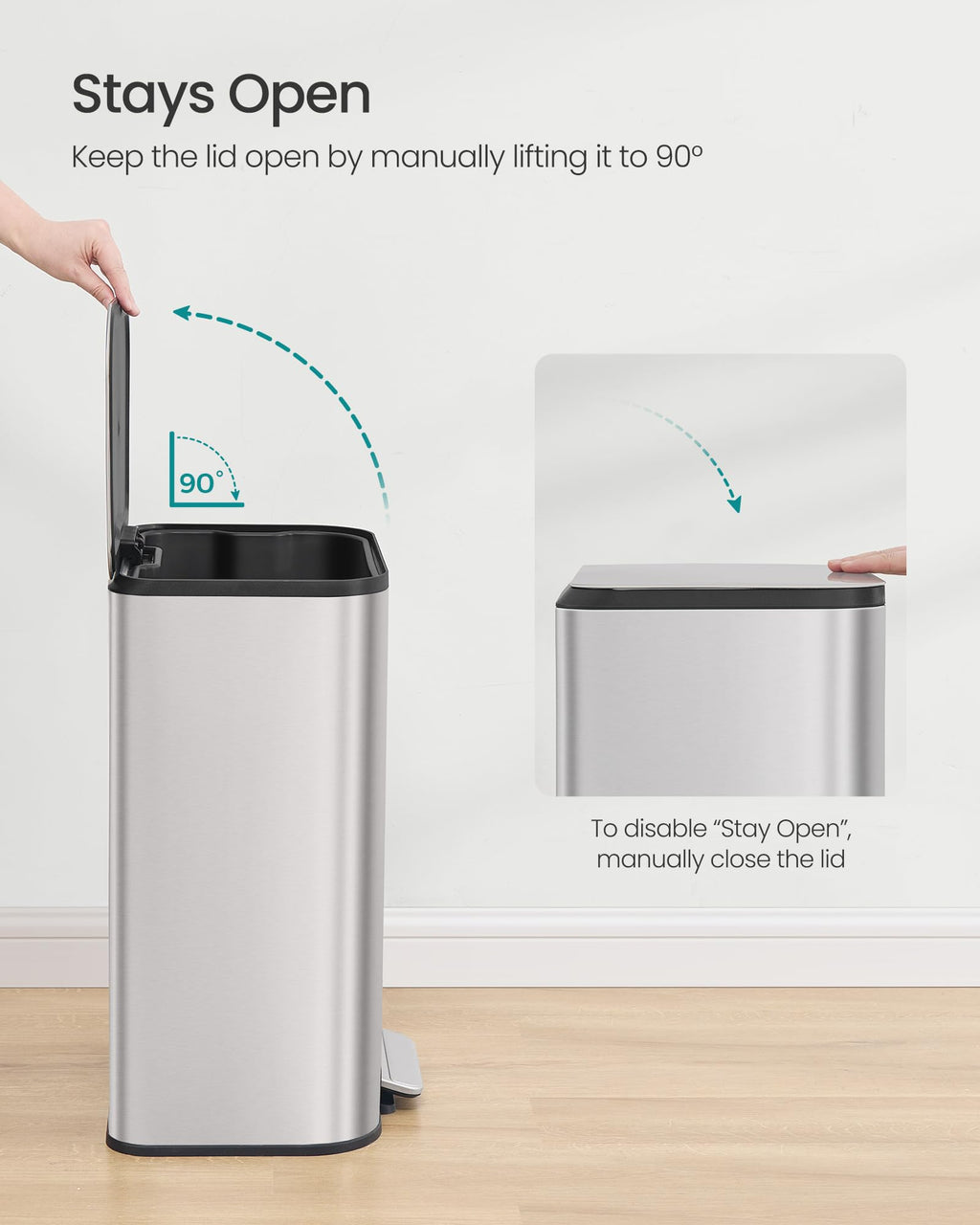 13 Gallon Stainless Steel Soft Close Trash Can R4330