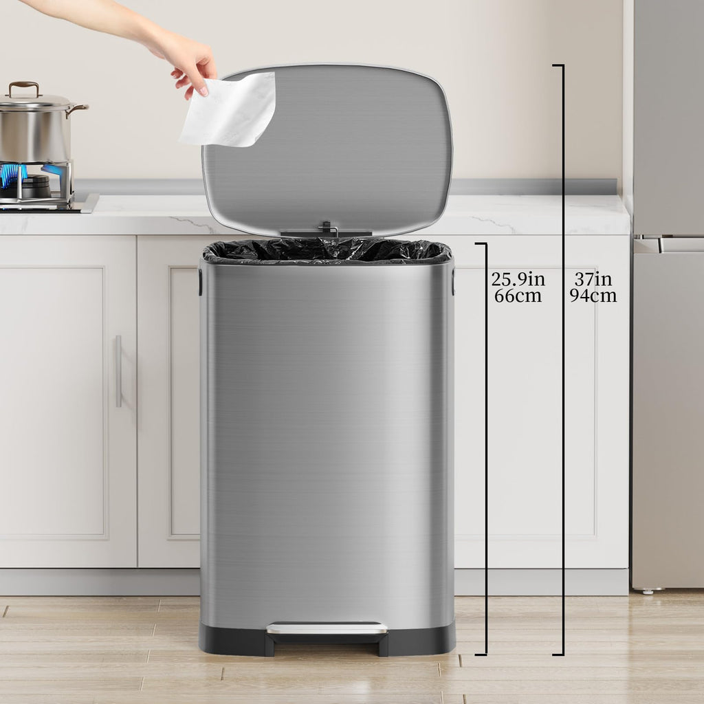 13 Gallon Fingerprint Proof Stainless Steel Trash Can with Lid I712137