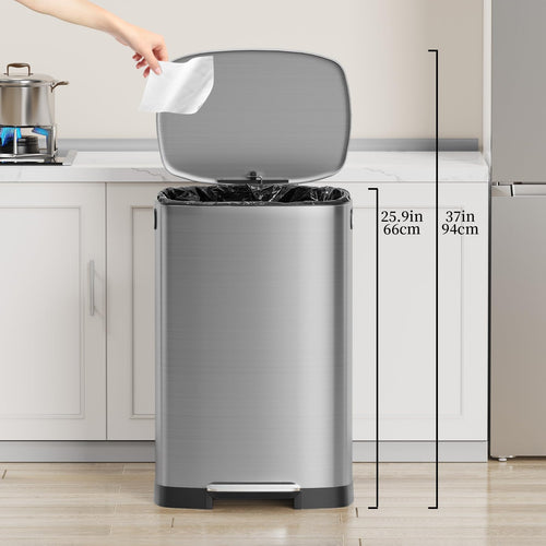 13 Gallon Fingerprint Proof Stainless Steel Trash Can with Lid I712137