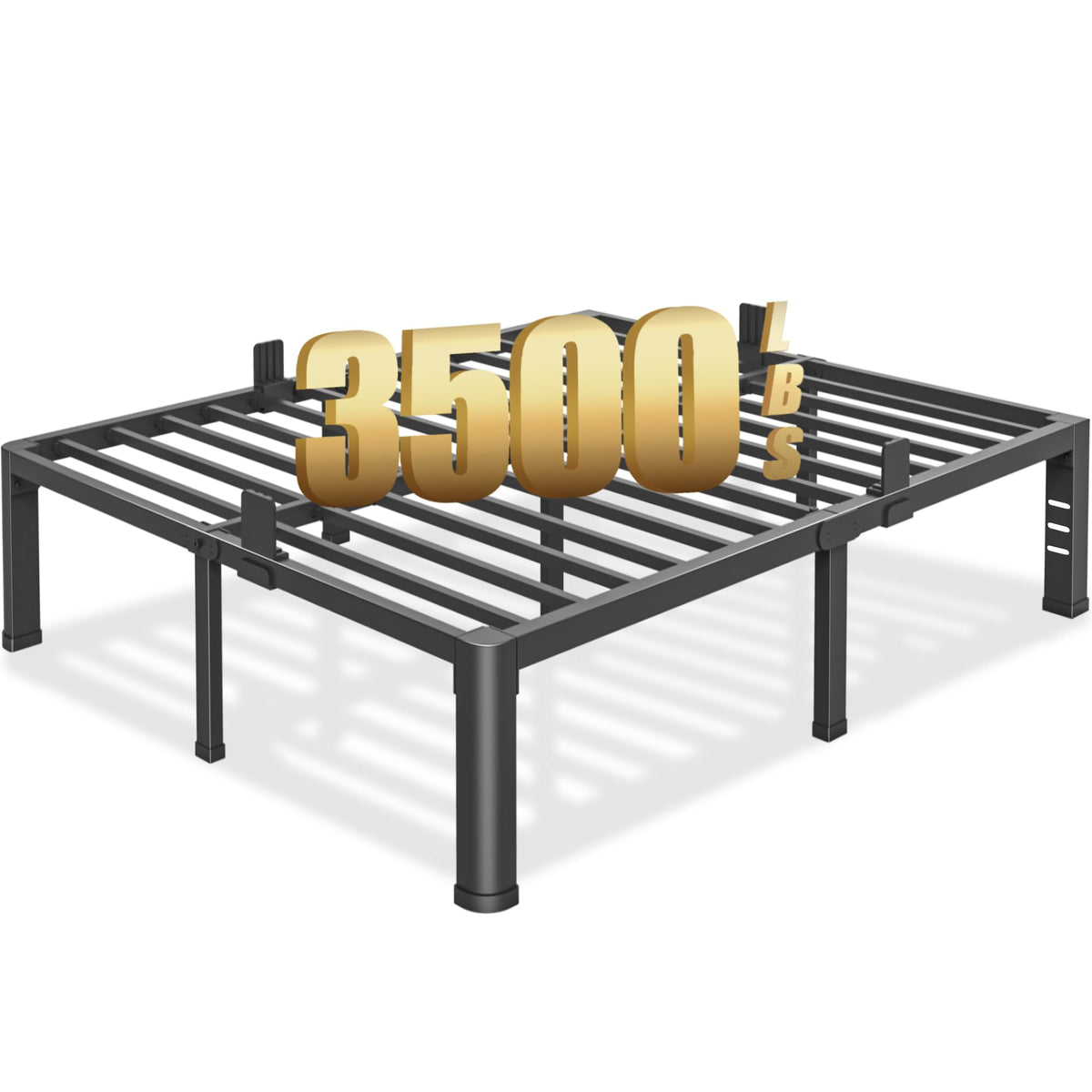 Queen Bed Frame with Headboard Hole and Steel Slats Support U20708