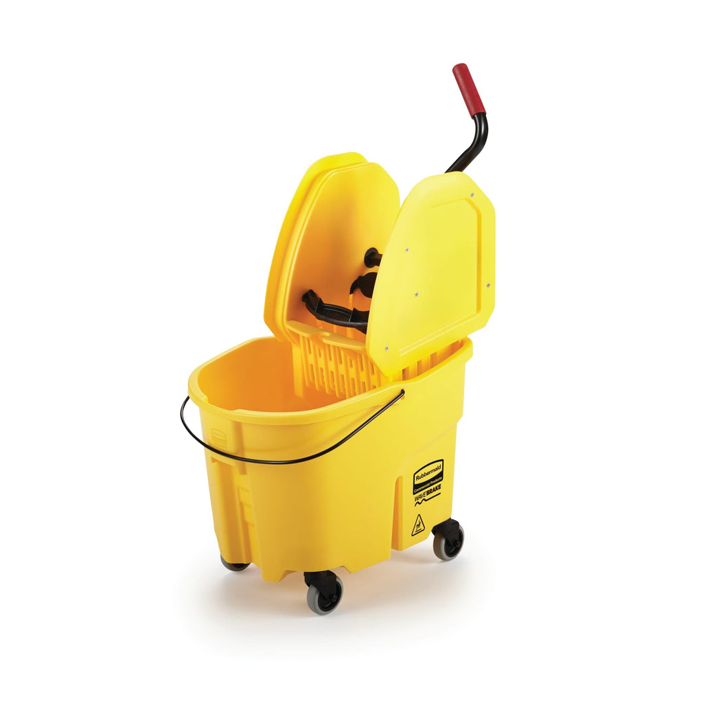 Yellow 35 QT Mop Bucket and Wringer Combo on Wheels X551228