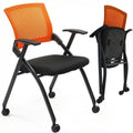 Orange Stackable Folding Office Chair with Wheels, 350lbs U499