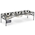 Black Triple Bowl Dog and Cat Feeder Stand with 3-2 Qt Stainless Bowls Z669