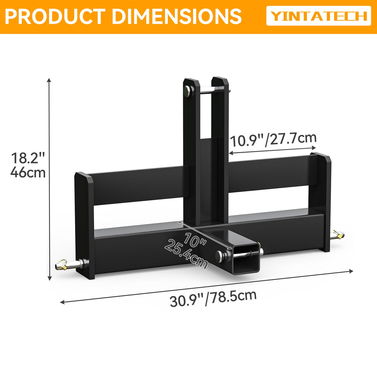3 Point Hitch Receiver with Suitcase Weight Brackets Category 1 N9257