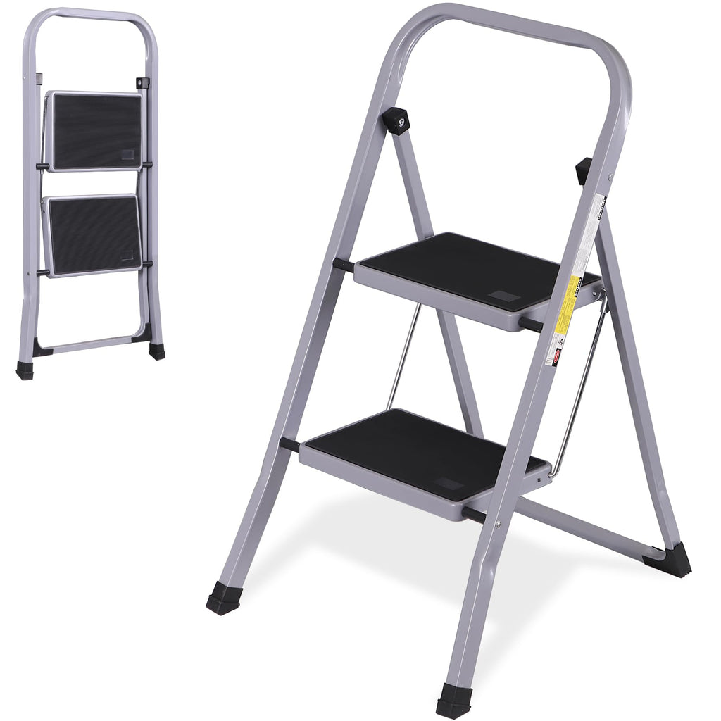 2 Step Folding Steel Step Stool with Handgrip S7936