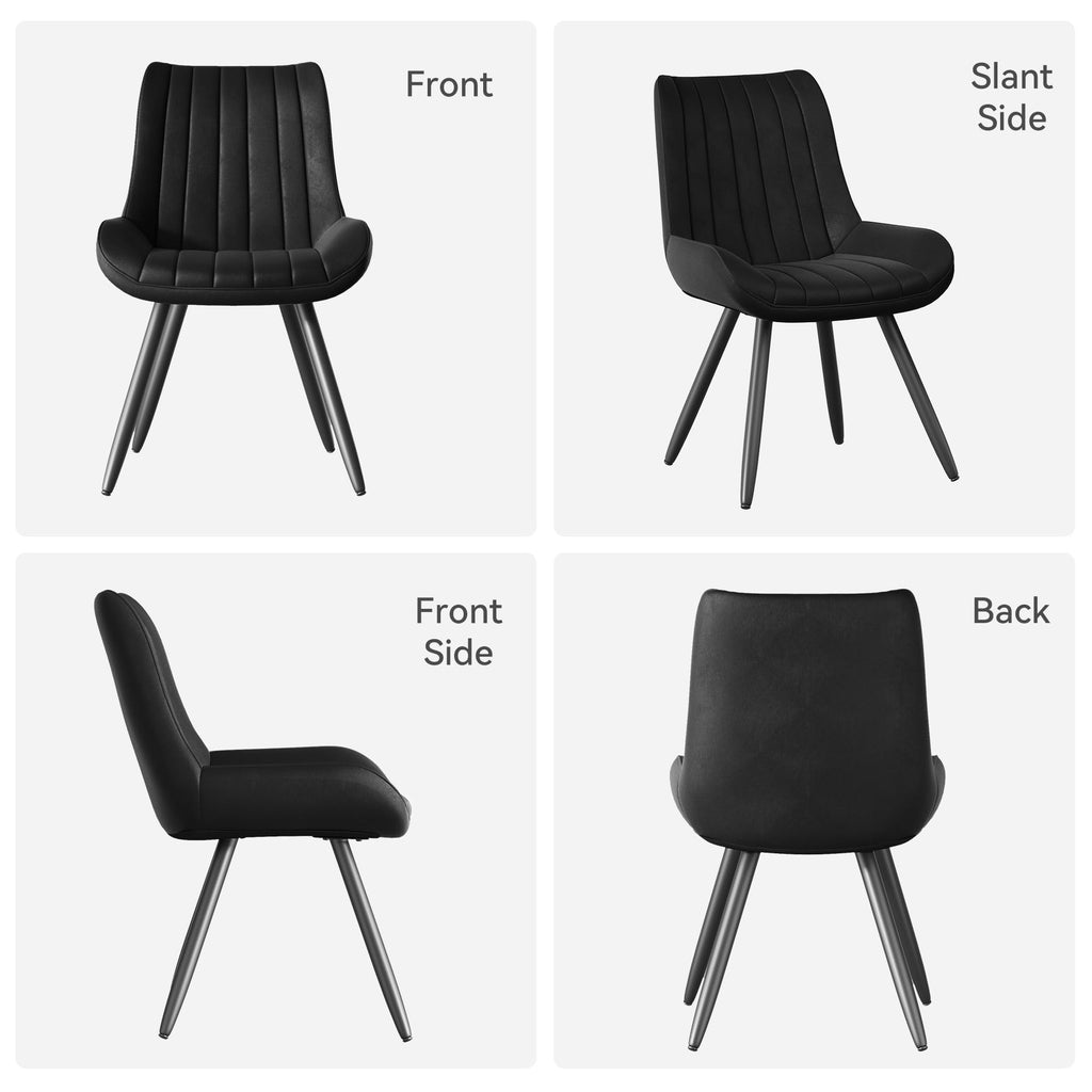 Black Faux Leather Upholstered Dining Chairs Set of 6 J50327