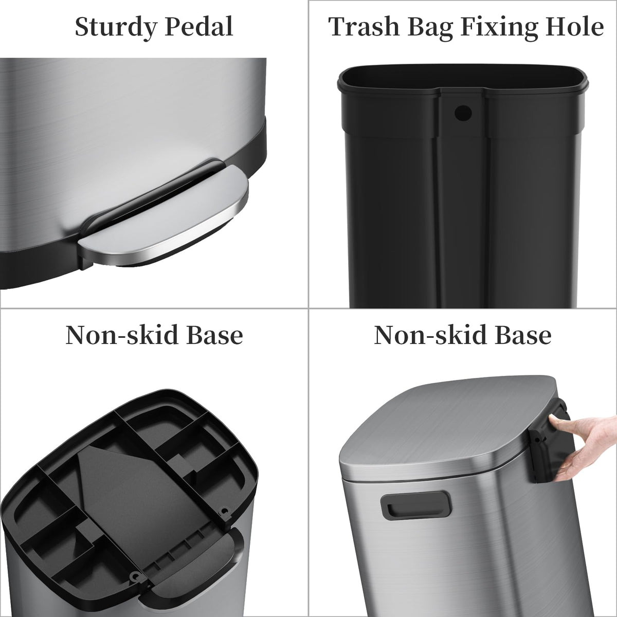 13 Gallon Fingerprint Proof Stainless Steel Trash Can with Lid I712137