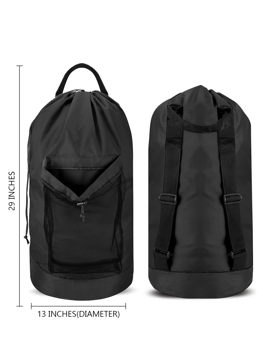 Black 115L Laundry Bag with Shoulder Straps G459385
