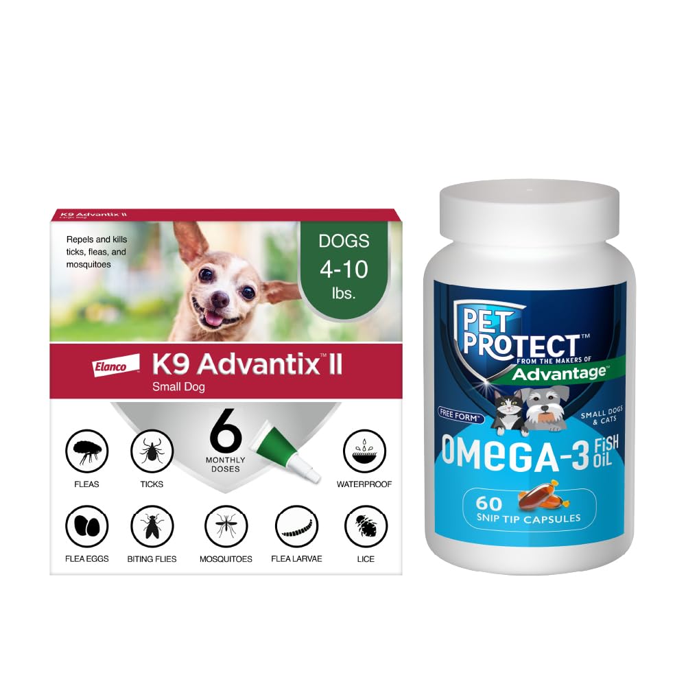 Small Dog Flea and Tick Treatment 6-Mo Supply + Omega 3 Supplement 60 Capsules N27391