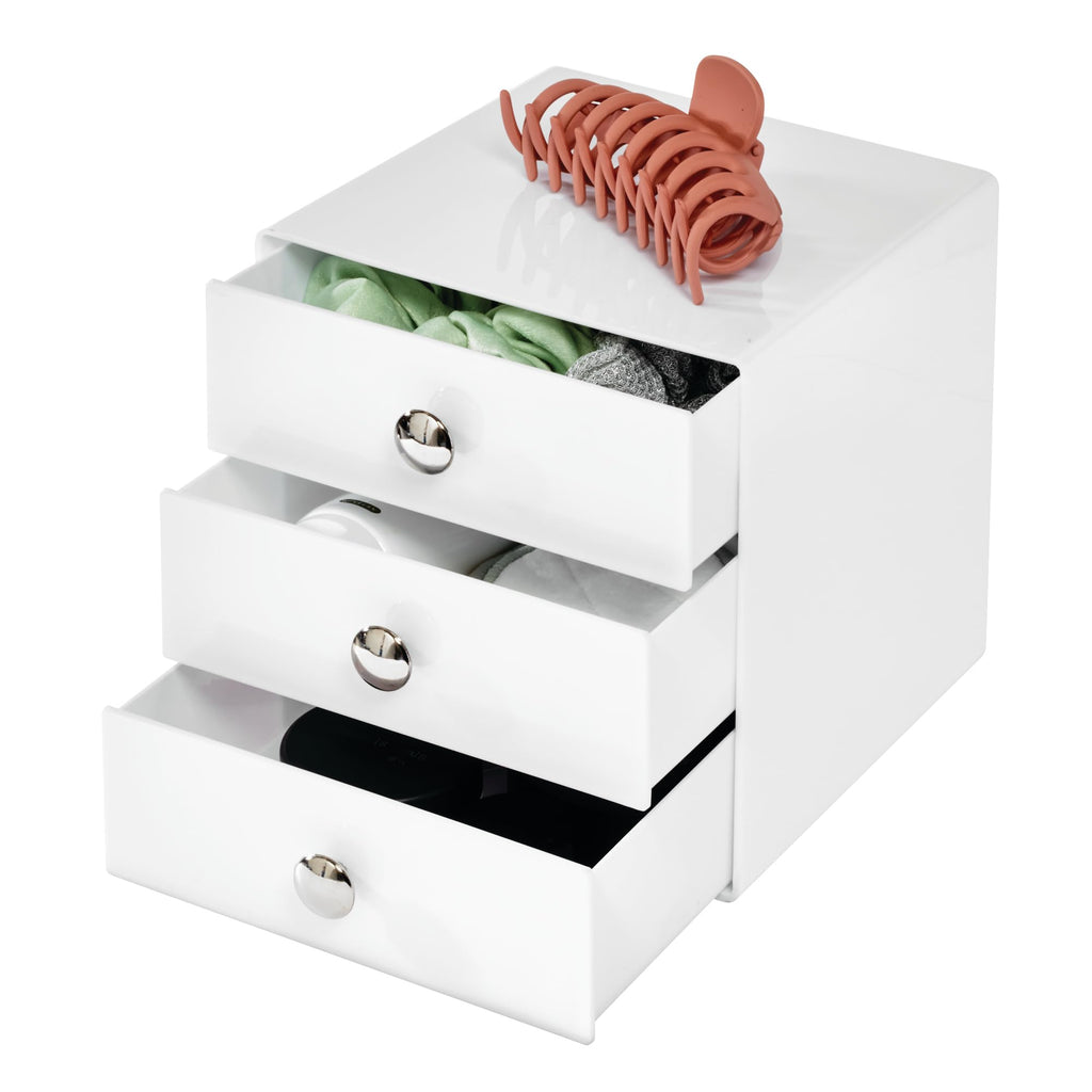 3-Drawer Plastic Vanity Organizer Set White B29488