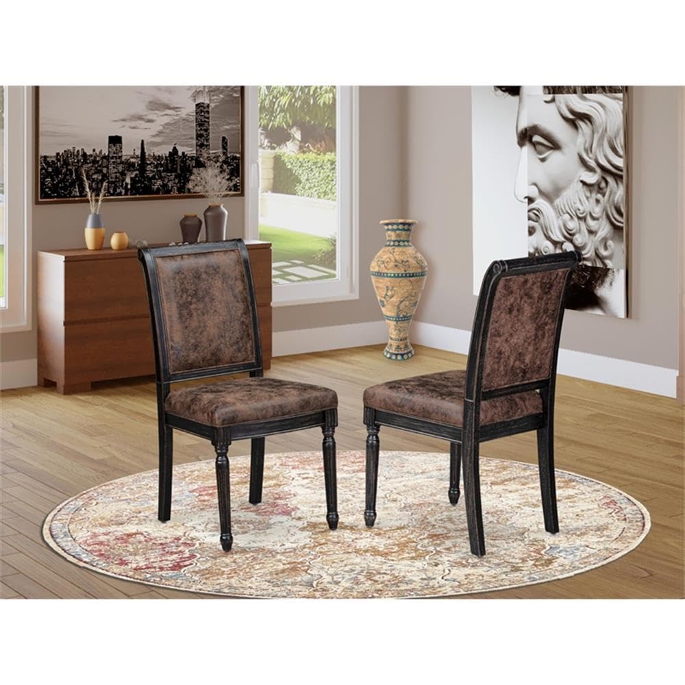 Black Acacia Wood Dining Chairs Set of 2 N415