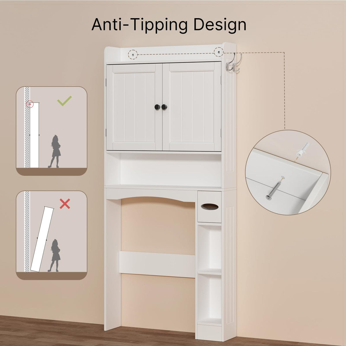 White Over The Toilet Storage Cabinet U8953
