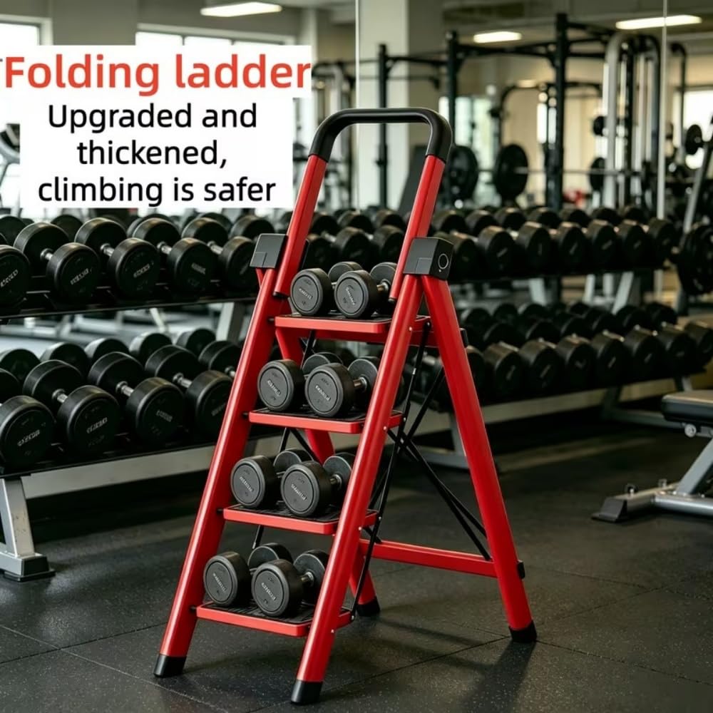 Heavy Sturdy Steel 4 Tier Step Stool with Handrail B4651