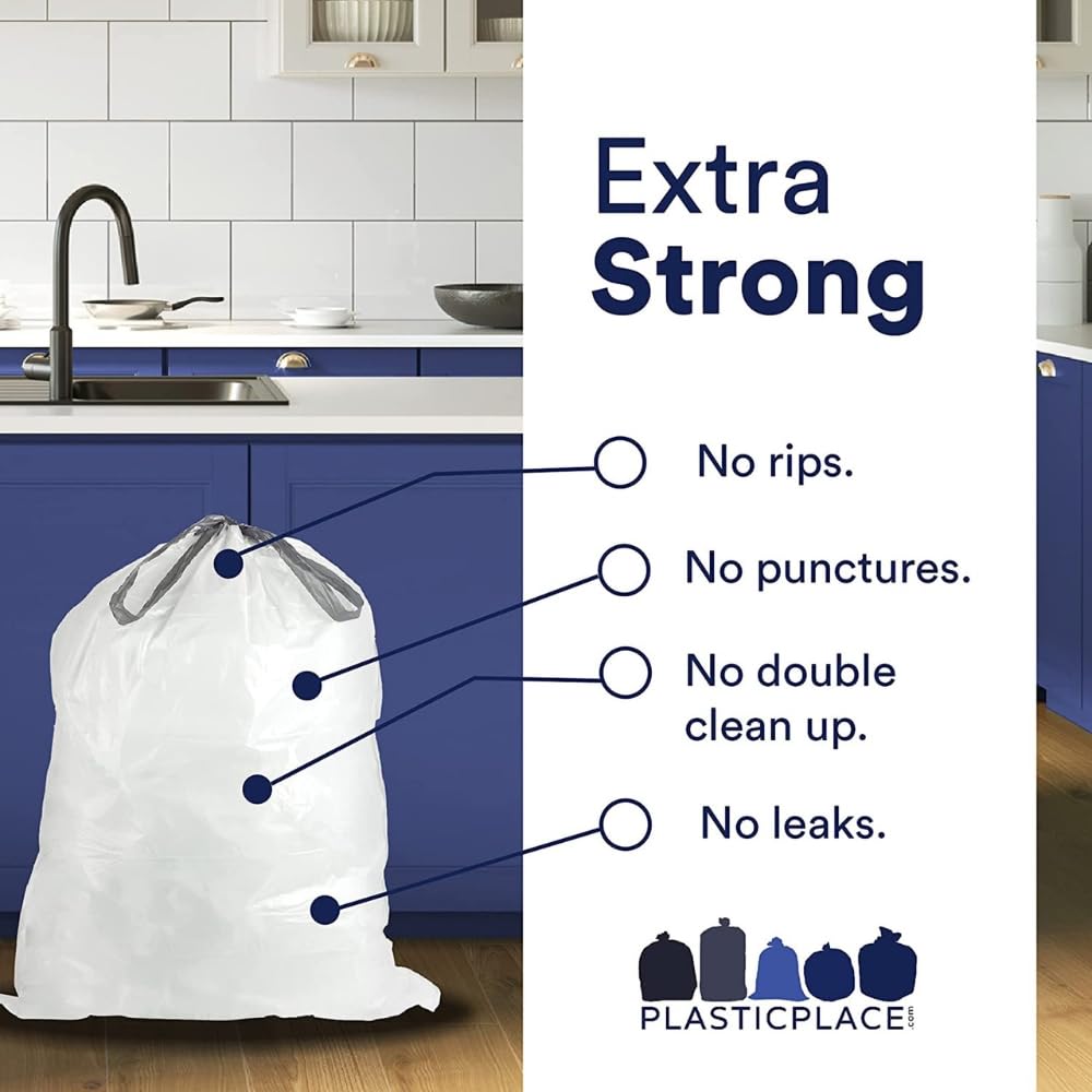 12 Gallon Drawstring White Trash Bags 200 Count R95088