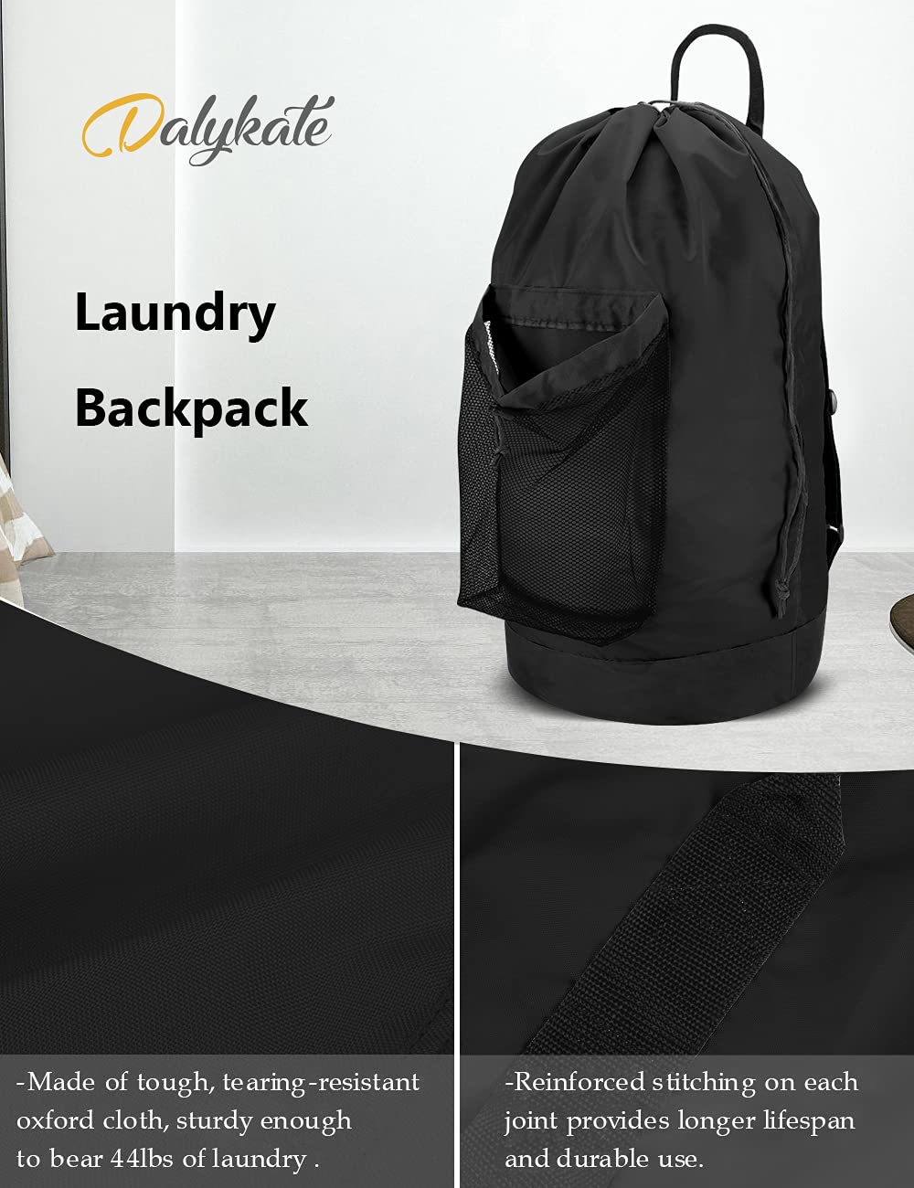 Black 115L Laundry Bag with Shoulder Straps G459385