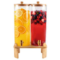 2 Gallon 2 Pack Glass Drink Dispenser with Wood Stand G969219