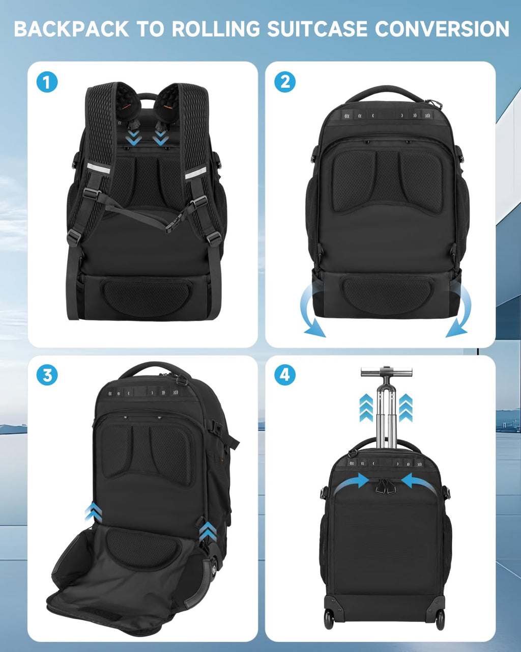 2-in-1 Detachable Backpack with Wheels D105