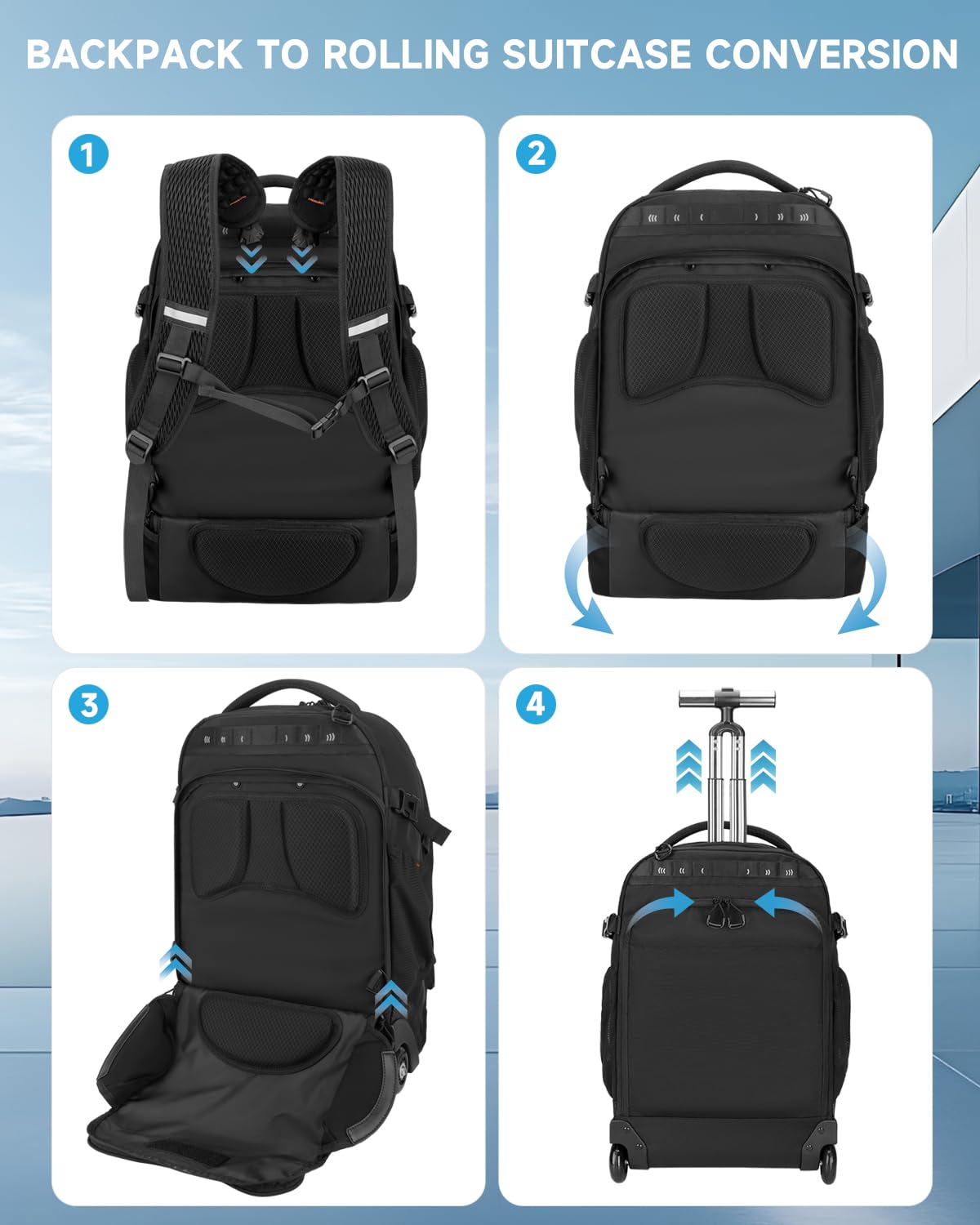2-in-1 Detachable Backpack with Wheels D105