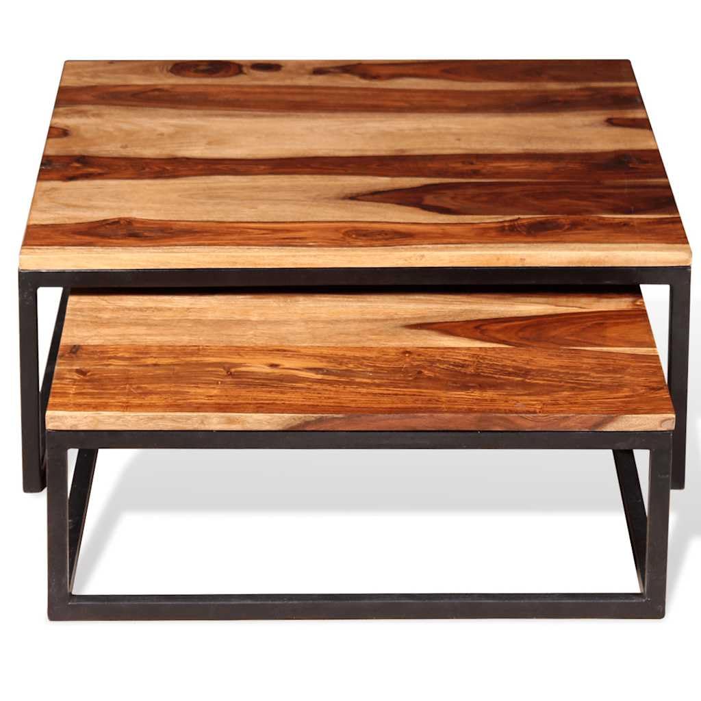 Brown Solid Sheesham Wood Nesting Table Set of 2 K510238