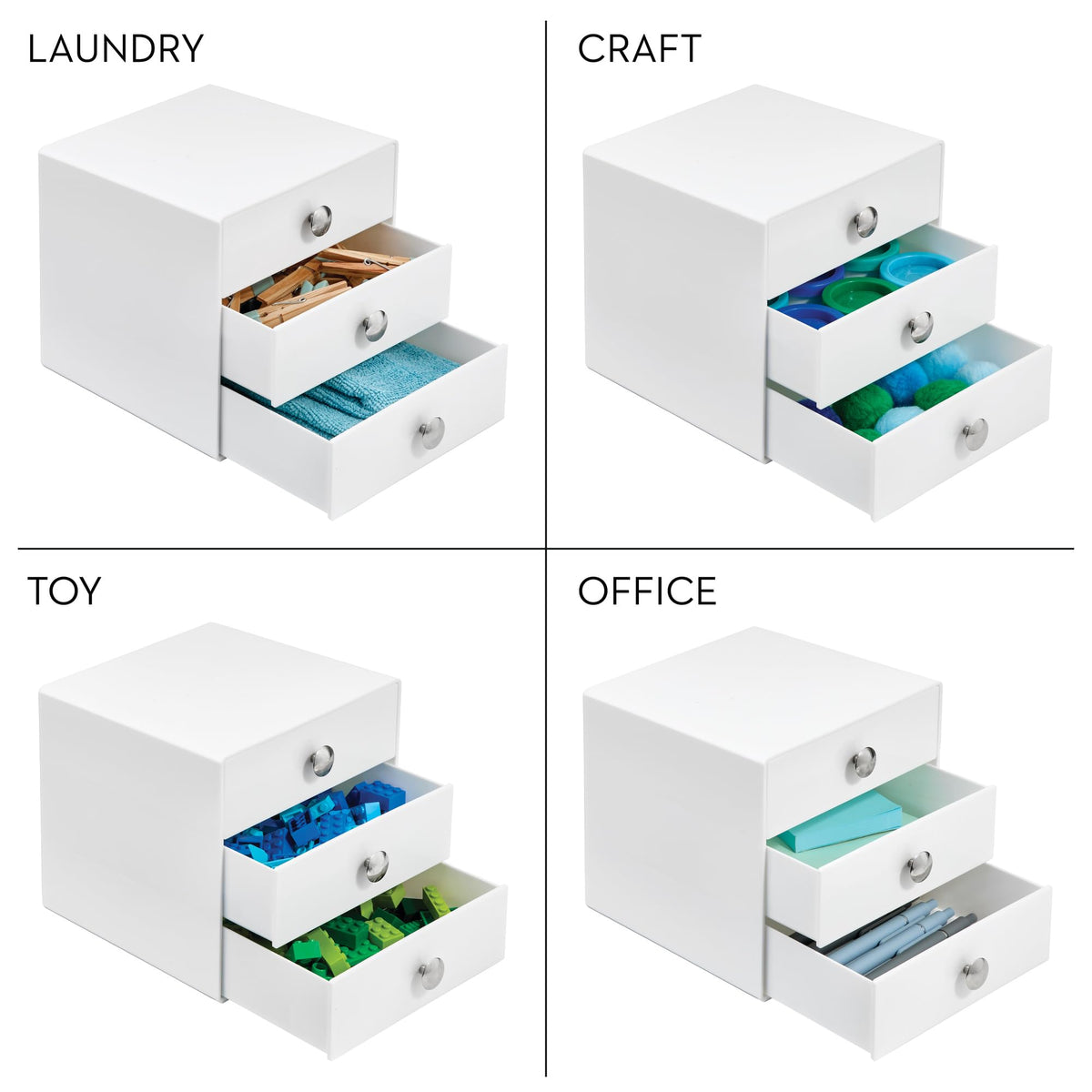 3-Drawer Plastic Vanity Organizer Set White B29488