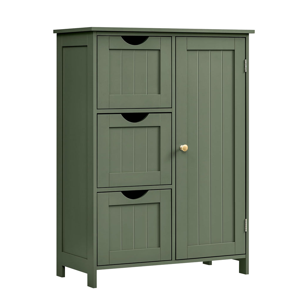 Forest Green 3 Drawer Bathroom Floor Storage Cabinet R38752