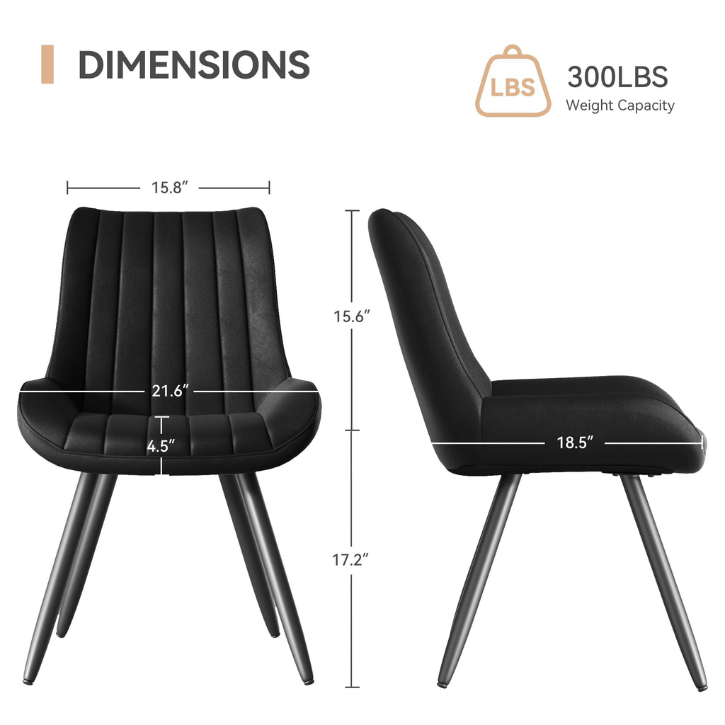 Black Faux Leather Upholstered Dining Chairs Set of 6 J50327