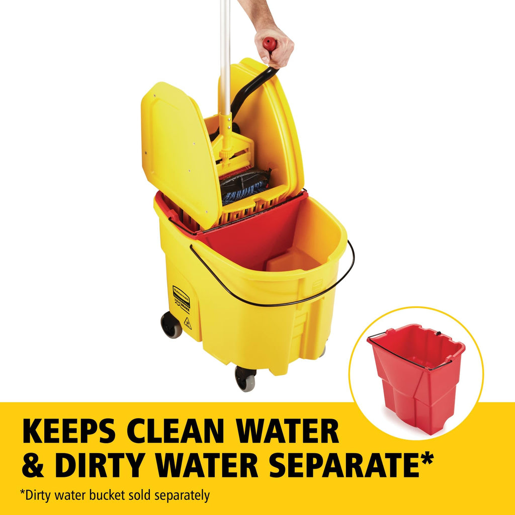 Yellow 35 QT Mop Bucket and Wringer Combo on Wheels X551228