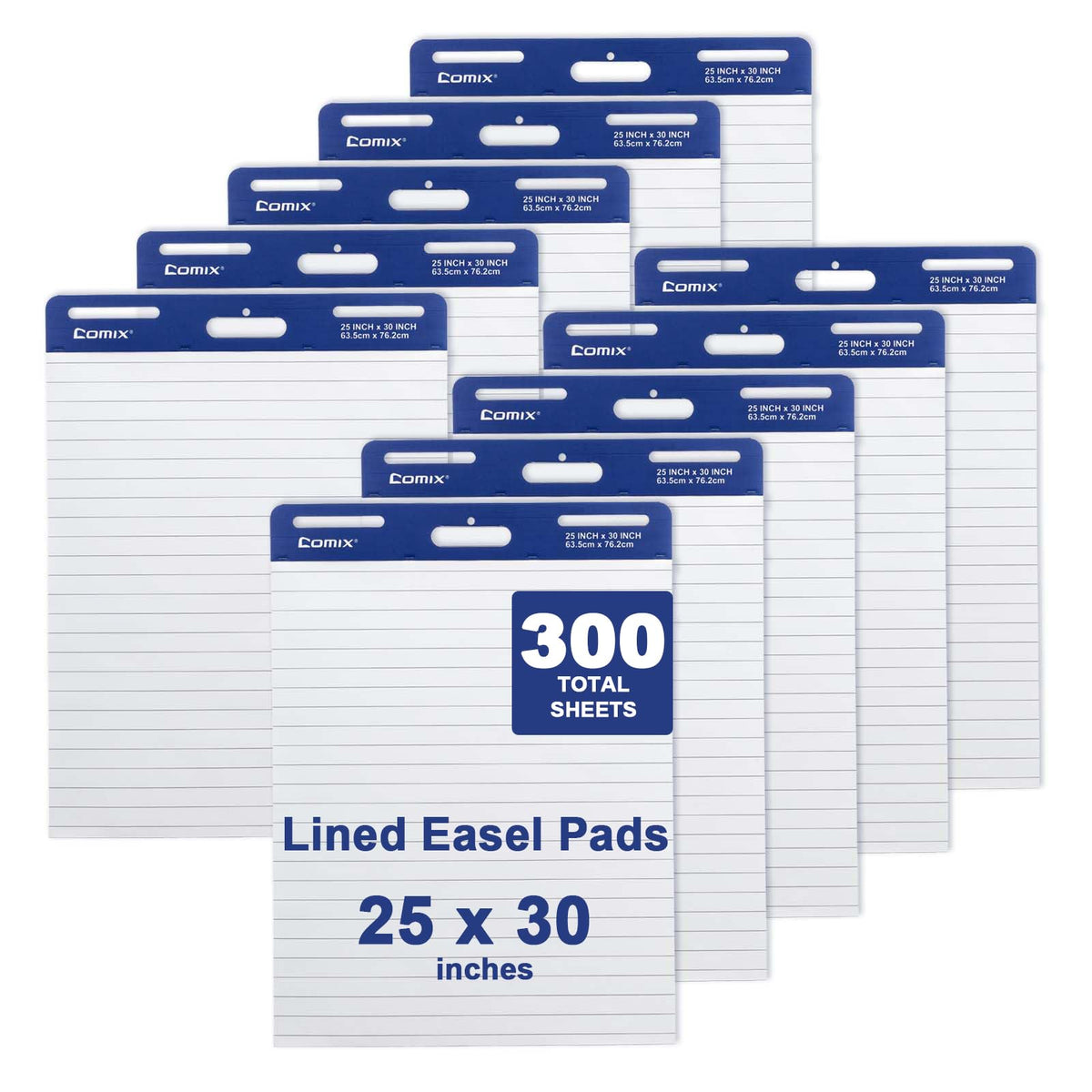 Lined Sticky Easel Pad, 25 x 30 In Flip Chart, 30 Sheets/Pad, 10 Pads I8750