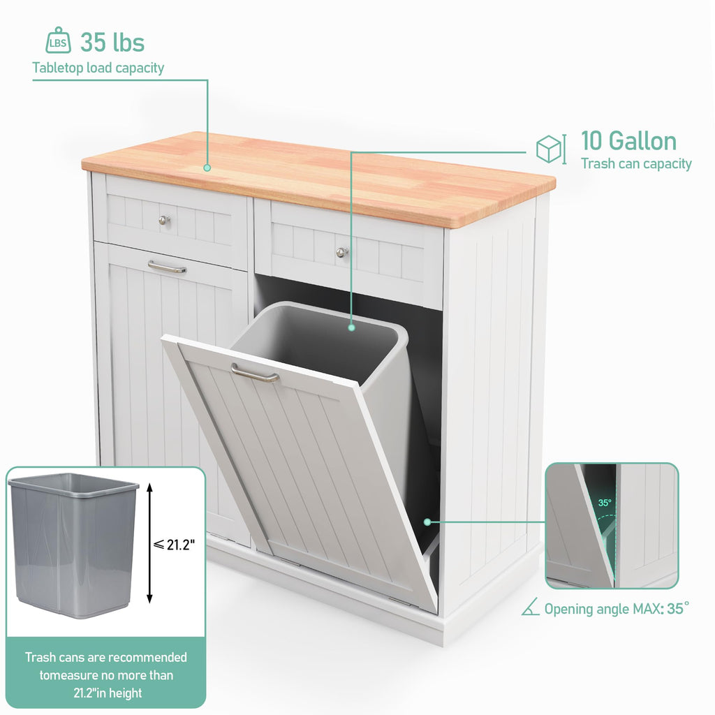 White Double Door Tilt Out Trash Cabinet C696273